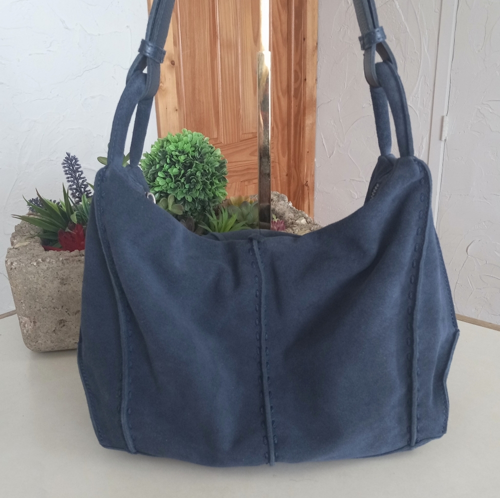The Sak, Los Feliz, Indigo Blue Suede, Suspender Style Slouchy Shoulder Bag